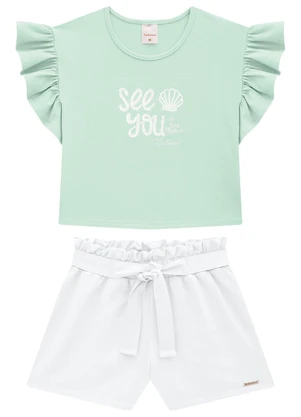 Carinhoso - Conjunto Verde Água See You Clochard Menina - CARINHOSO