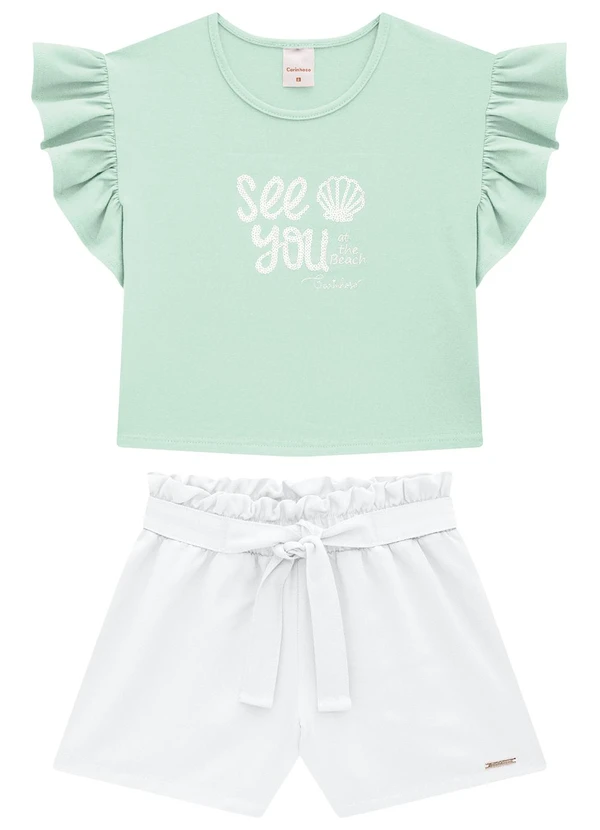 Carinhoso - Conjunto Verde Água See You Clochard Menina 2