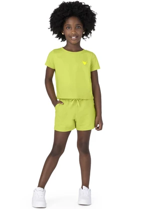 Malwee Kids - Conjunto Verde Limão Coração em Moletinho - MALWEE KIDS