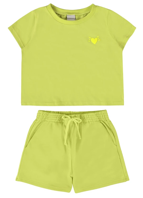 Malwee Kids - Conjunto Verde Limão Coração em Moletinho 2