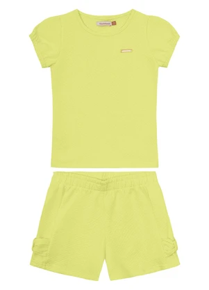 Carinhoso - Conjunto Verde Limão Malha Trabalhada Menina - CARINHOSO