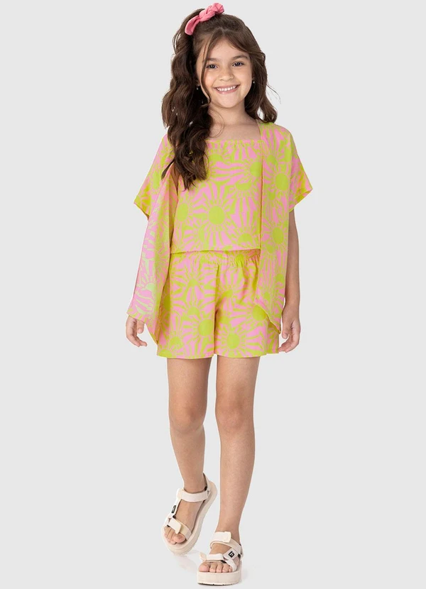 Malwee Kids - Conjunto Verde Limão Sol Cropped Menina