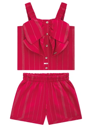 Carinhoso - Conjunto Vermelho Clochard em Lurex Menina - CARINHOSO