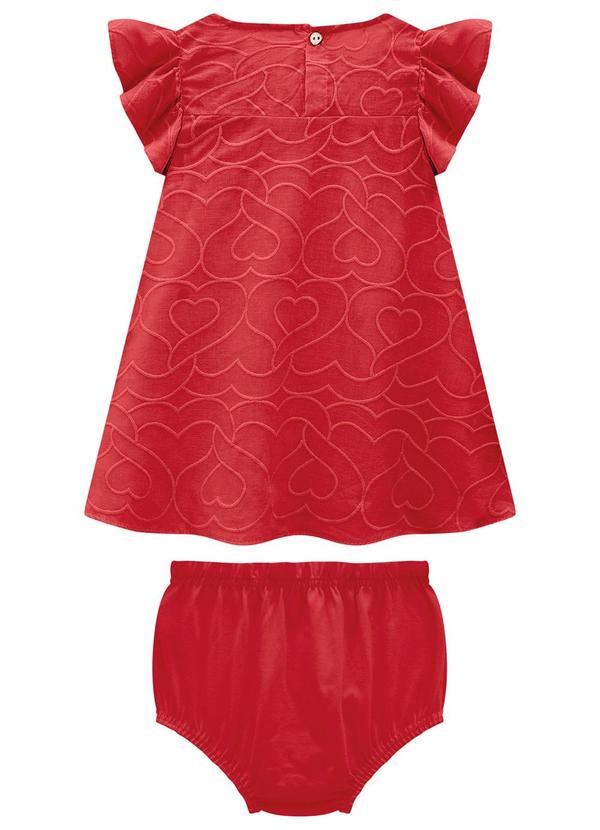 Carinhoso - Conjunto Vermelho Evasê Corações Bordados 2