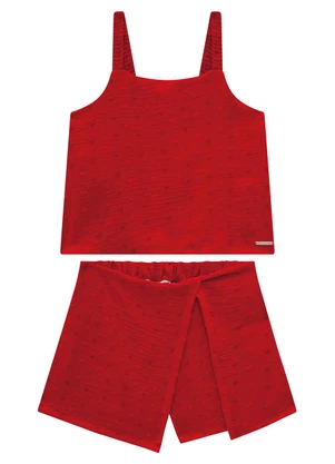 Conjunto (Vermelho) Plumetis Coração Carinhoso - CARINHOSO