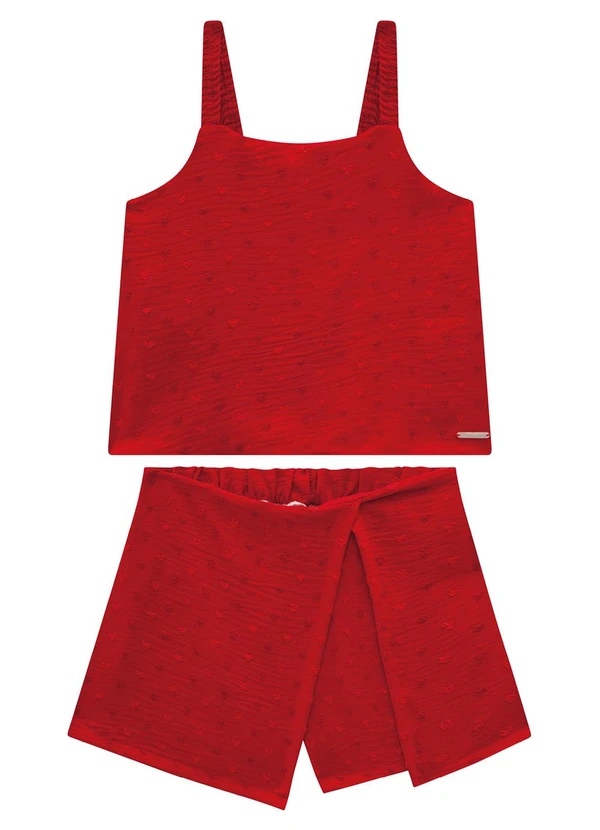 Carinhoso - Conjunto Vermelho Plumetis Coração Carinhoso