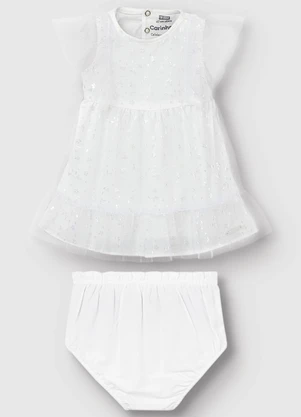 Carinhoso - Conjunto Vestido & Calcinha com Tule Branco - CARINHOSO