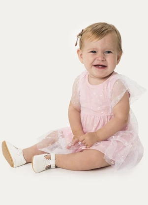 Carinhoso - Conjunto Vestido & Calcinha com Tule Rosa Claro - CARINHOSO