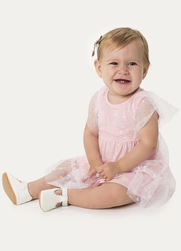 Carinhoso - Conjunto Vestido & Calcinha com Tule Rosa Claro