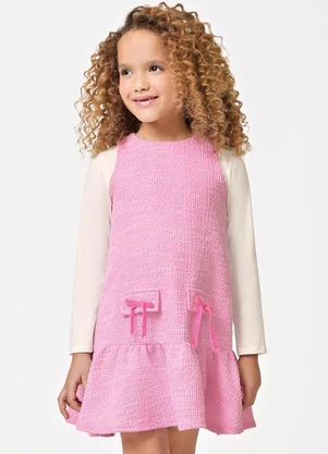 Trick Nick - Conjunto Vestido com Blusa em Tweed Rosa - TRICK NICK