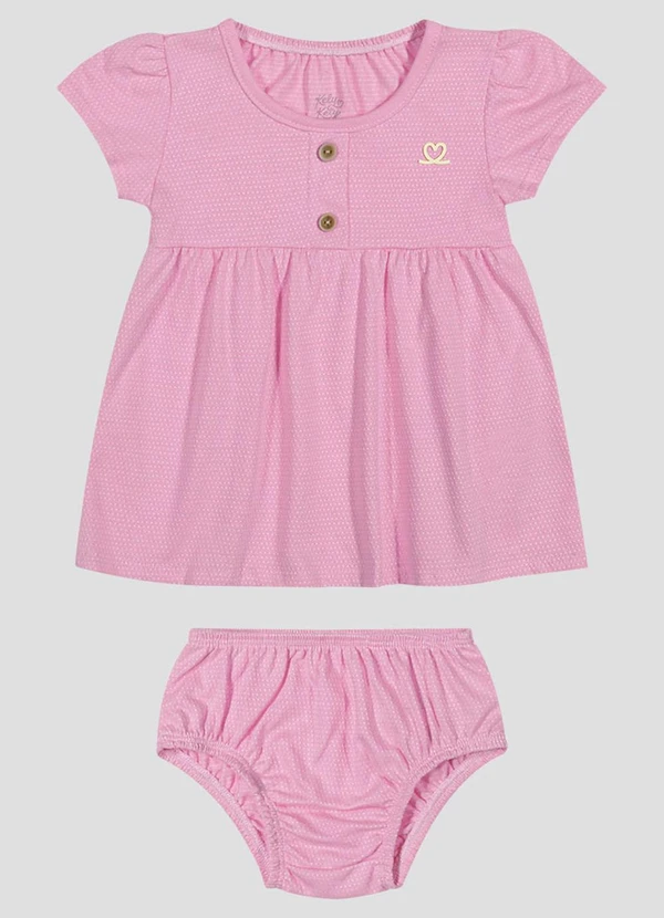 Kely Kety - Conjunto Vestido e Calcinha em Malha Collor Rosa