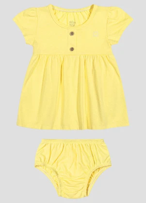 Kely Kety - Conjunto Vestido e Calcinha Malha Collor Amarelo - KELY KETY