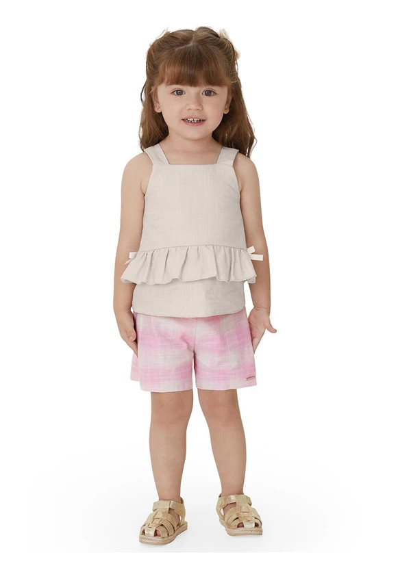 Carinhoso - Conjunto Vichy com Laço Rosa
