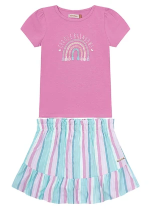 Carinhoso Conjunto Violeta Arco-Íris Clochard Menina