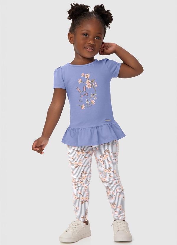 Carinhoso - Conjunto Violeta Coelhinho em Cotton Menina