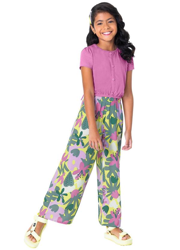 Malwee Kids - Conjunto Violeta Floral Wide Leg Menina