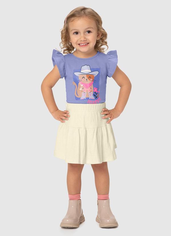 Malwee Kids - Conjunto Violeta Gatinho Country Evasê Menina