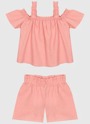 Malwee Kids - Conjunto Viscolinho com Babados Menina Rosa - MALWEE KIDS