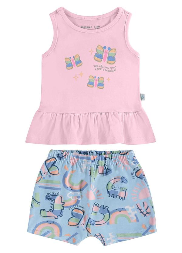 Malwee Kids - Conjunto Voe Alto com Glitter Rosa Claro