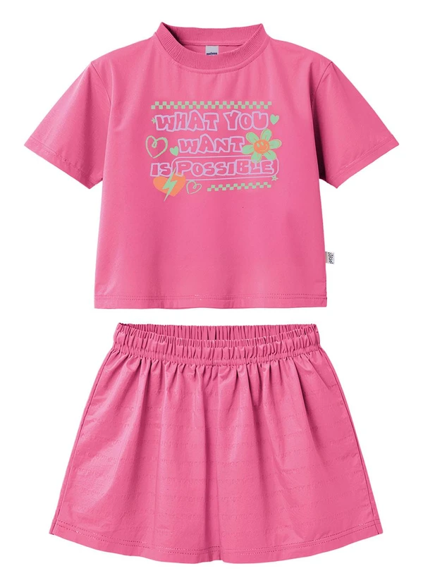 Malwee Kids - Conjunto What You Want Is Possible Rosa Escuro