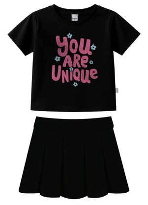 Malwee Kids - Conjunto You Are Unique com Glitter Preto - MALWEE KIDS