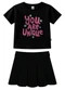 Malwee Kids - Conjunto You Are Unique com Glitter Rosa Escuro - variação: Preto