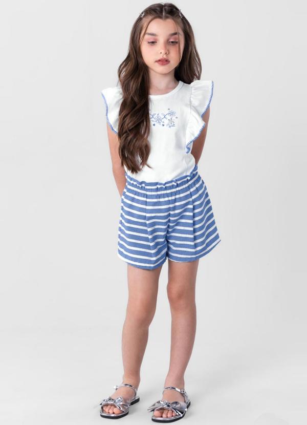 Brandili Mundi - Infantil Menina com Blusa e Shorts  Branco
