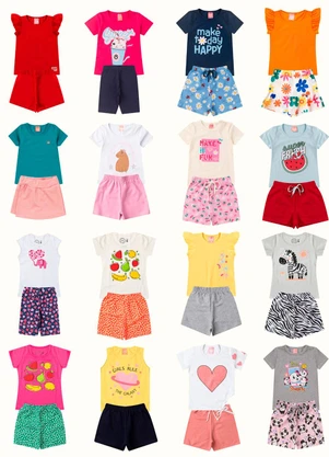 Rosa Azul - Kit 5 Conjuntos Sortidos Verão - ROSA AZUL