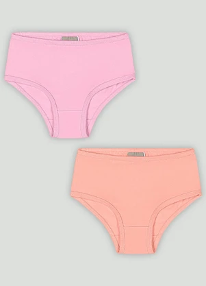 Kit 2 Calcinhas Infantil Cotton Quimby Rosa - QUIMBY
