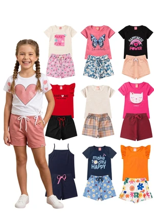 Rosa Azul - Kit 3 Conjuntos Sortidos Menina Multicores - ROSA AZUL