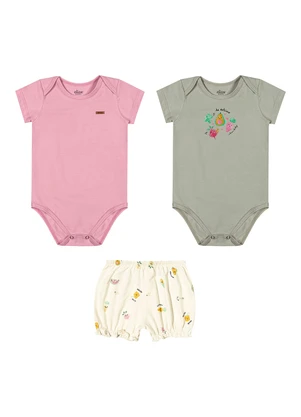 Elian - Kit Bebê Menina com Bodies e Short Verde - ELIAN