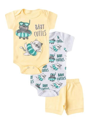 Select - Kit Body Infantil Curto 3 Peças Amarelo - SELECT