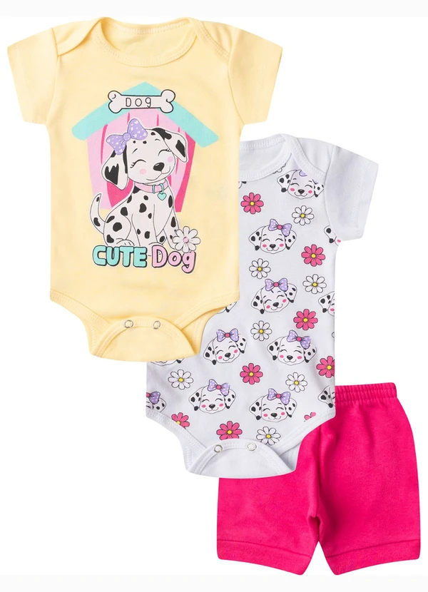 Select - Kit Body Infantil Curto 3 Peças Amarelo	