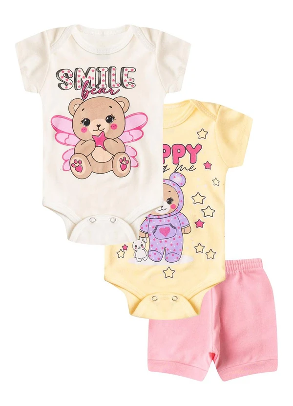 Select - Kit Body Infantil Curto 3 Peças Bege