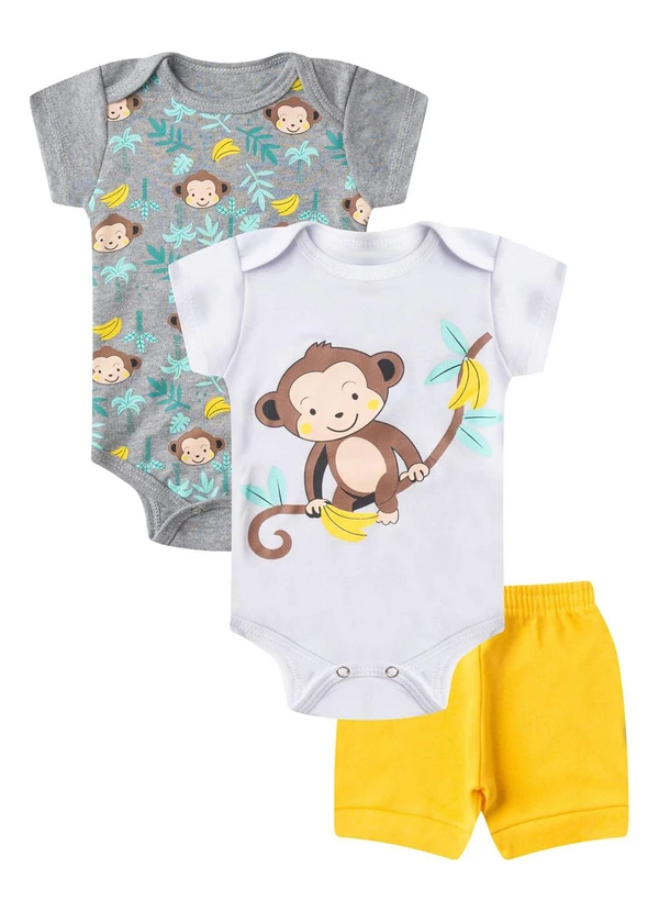 Select - Kit Body Infantil Curto 3 Peças Branco
