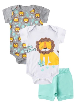 Select - Kit Body Infantil Curto 3 Peças Cinza - SELECT