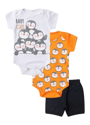 Select - Kit Body Infantil Curto 3 Peças Laranja - SELECT