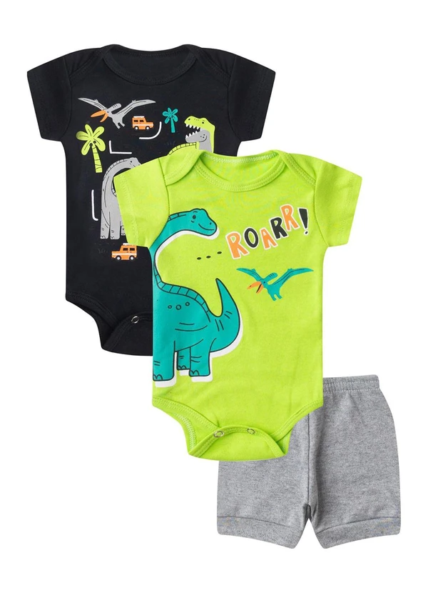 Select - Kit Body Infantil Curto 3 Peças Preto