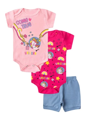 Select - Kit Body Infantil Curto 3 Peças Rosa - SELECT