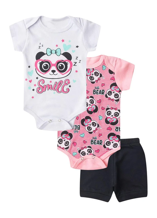 Select - Kit Body Infantil Curto 3 Peças Rosa