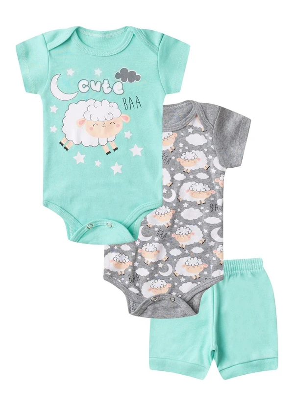 Select - Kit Body Infantil Curto 3 Peças Verde