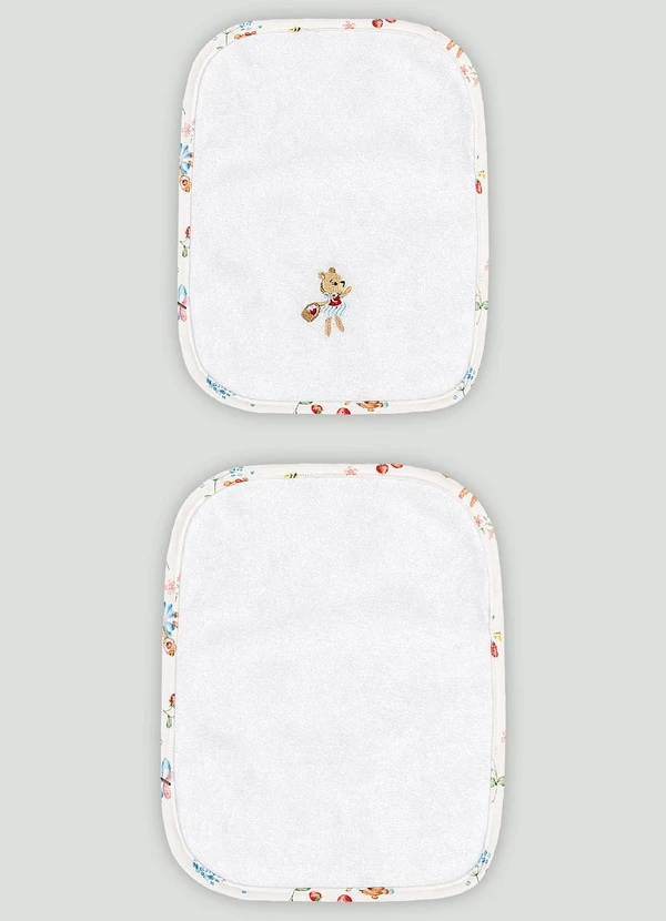 Up Baby - Kit de 2 Toalhas de Boca Atoalhado Branco