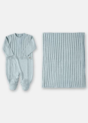 Up Baby - Kit Saída Maternidade em Tricot Azul - UP BABY