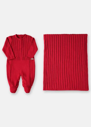 Up Baby - Kit Saída Maternidade em Tricot Vermelho - UP BABY