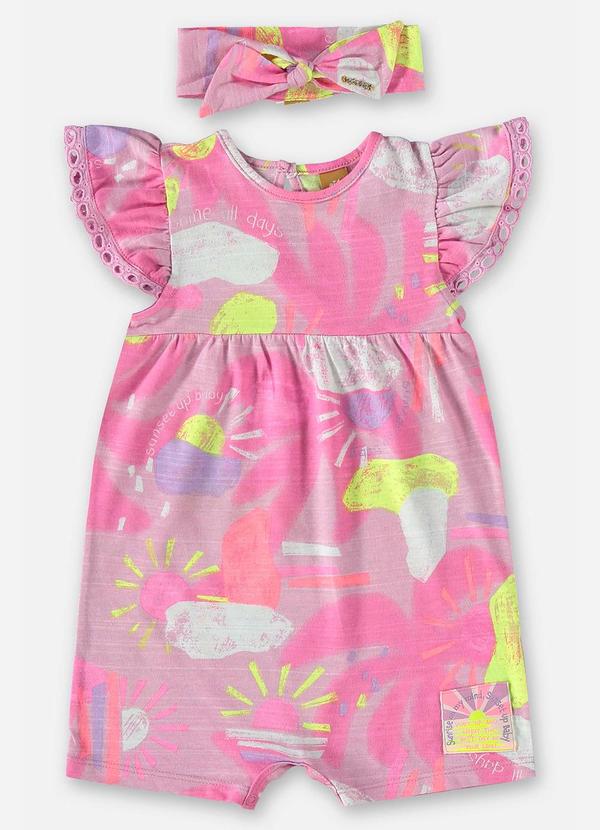 Up Baby - Macaquinho e Faixa de Cabelo Bebê Rosa 2