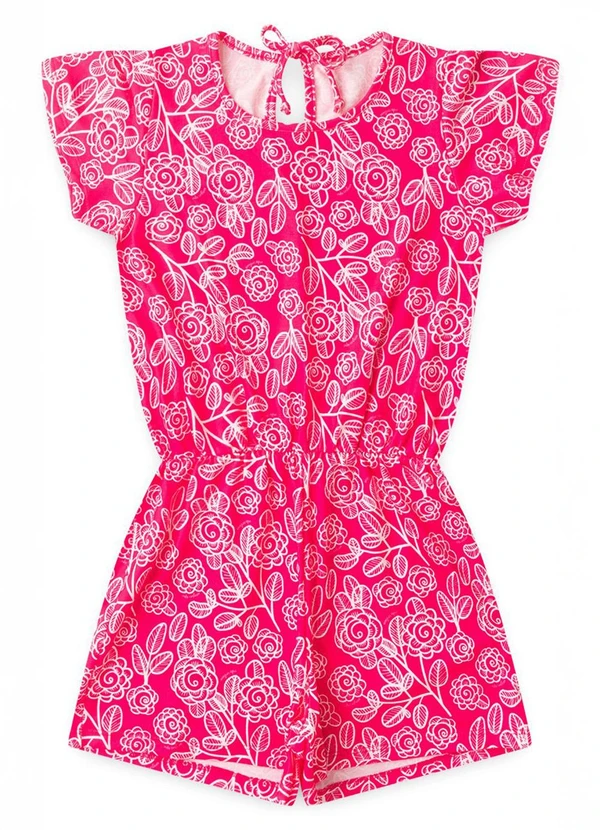 Vida Costeira - Macaquinho Infantil Feminino Floral Rosa 3