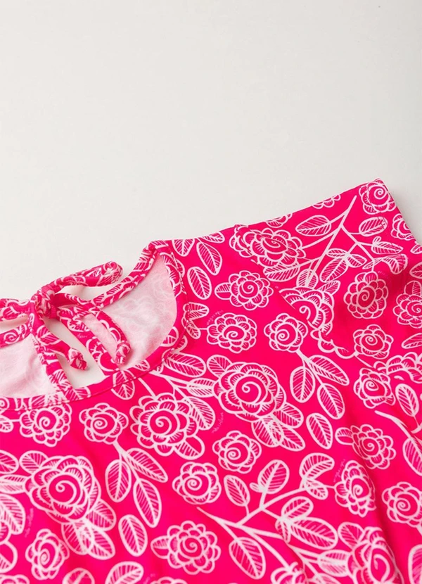 Vida Costeira - Macaquinho Infantil Feminino Floral Rosa 5