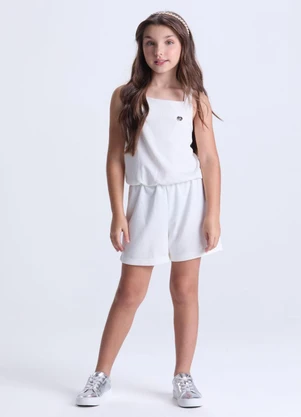 Vida Costeira - Macaquinho Infantil Feminino Rustique Branco  - VIDA COSTEIRA