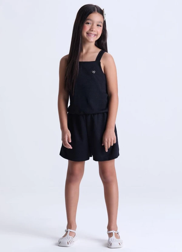 Vida Costeira - Macaquinho Infantil Feminino Rustique Preto