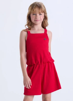 Vida Costeira - Macaquinho Infantil Feminino Rustique Vermelho - VIDA COSTEIRA